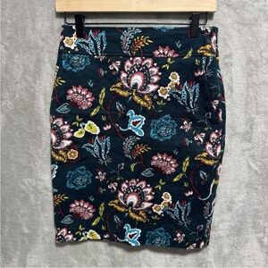 EUC Ann Taylor LOFT Womens Size 2 Blue Garden Pencil Skirt Side Zip Lined